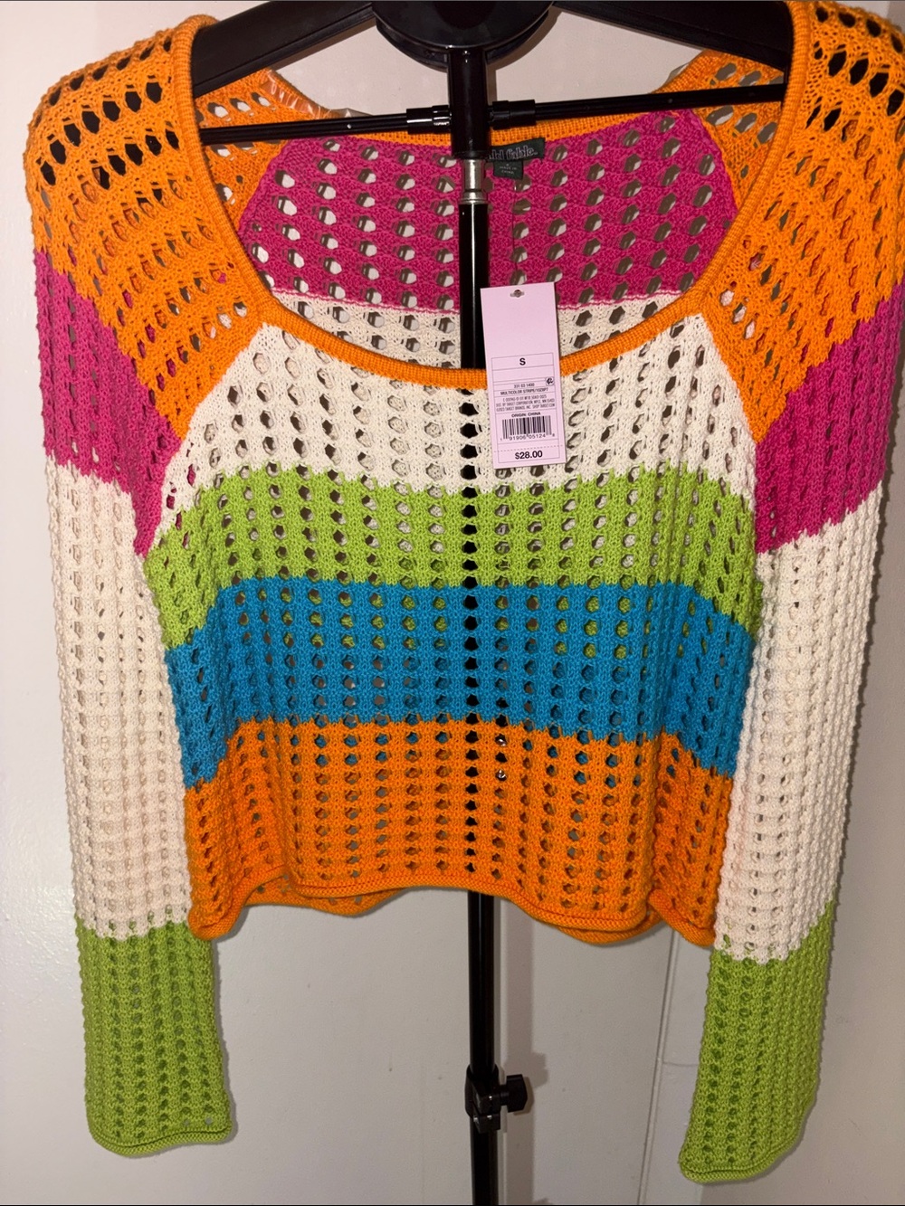 Wild Fable Multicolor Crochet Stripe Top